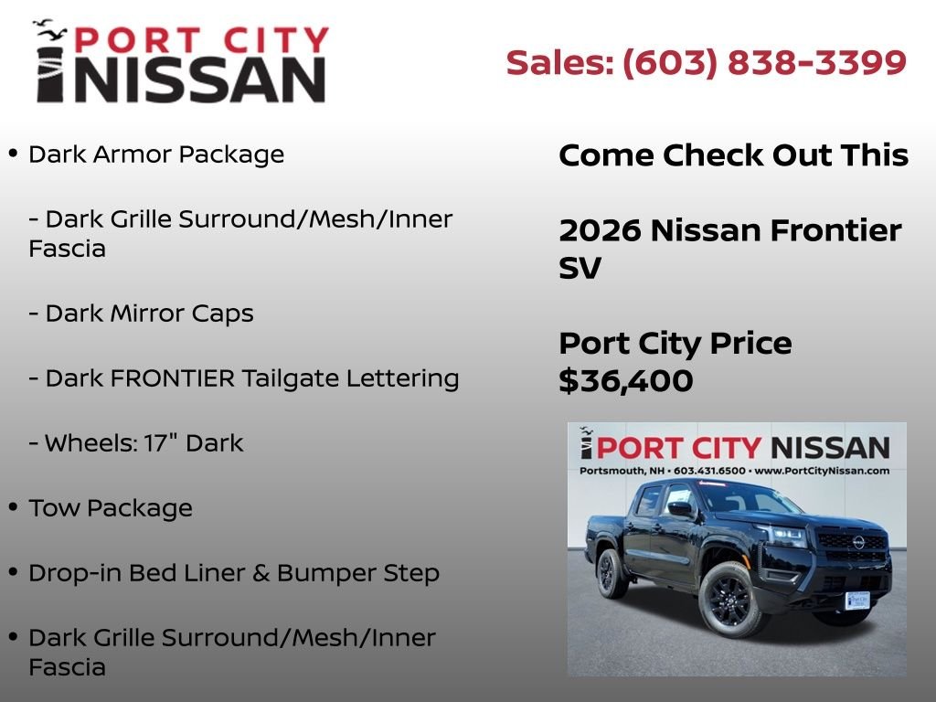 New 2026 Super Black Nissan Crew Cab SV image 9