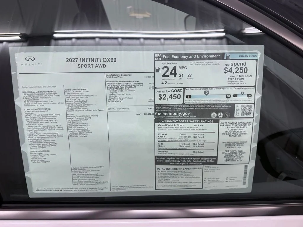 New 2027 2T RAD WHT INFINITI Sport AWD image 55