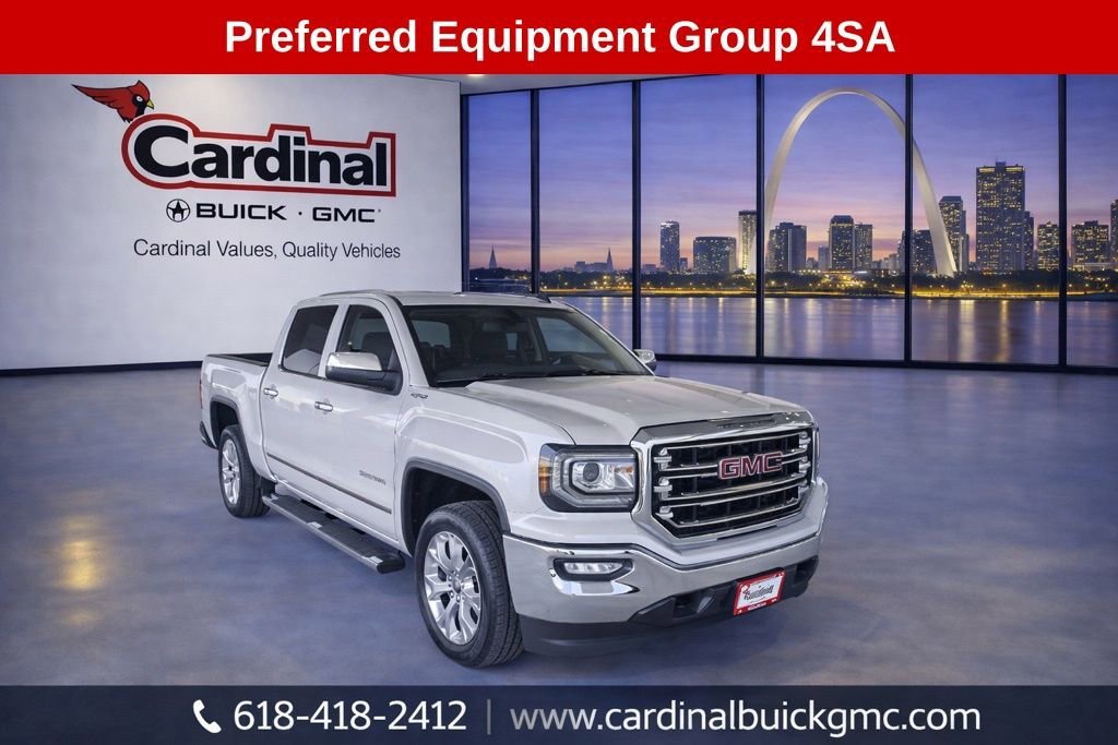 WHITE FROST TRICOAT 2018 GMC Sierra 1500 SLT Crew Cab 4WD Pickup Truck Four-Wheel Drive