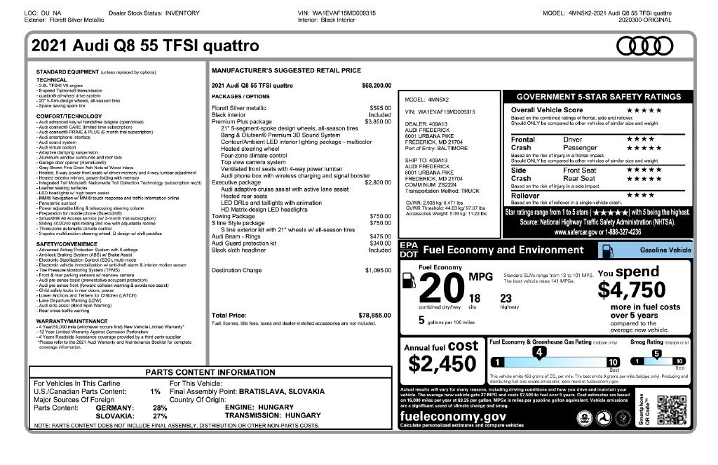 Certified Used 2021 Silver Audi 55 Premium Plus image 4