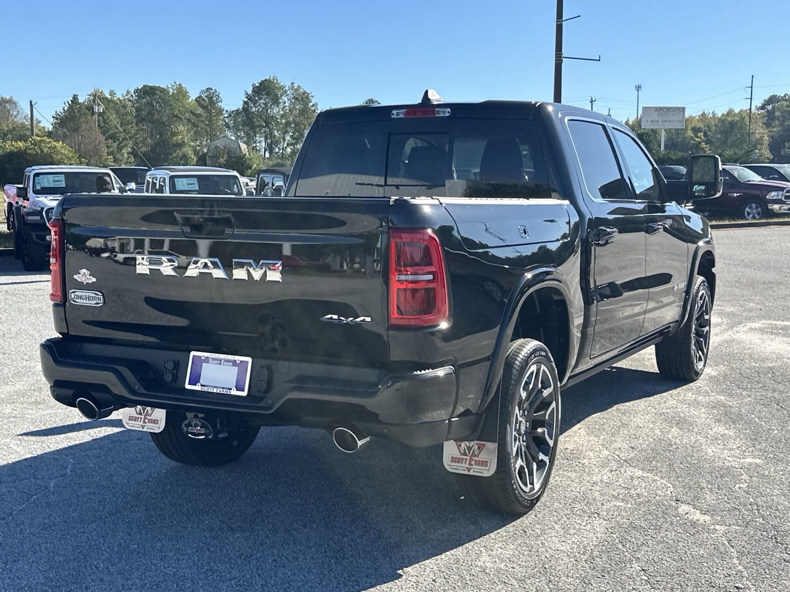 New 2025 Diamond Black Crystal Pearl-Coat Exterior Paint RAM Longhorn 4x4 Crew Cab 5