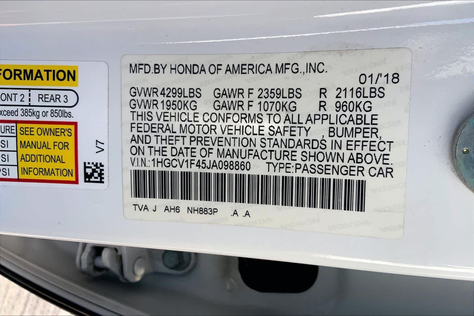 Used 2018 Platinum White Pearl Honda EX 1.5T image 30