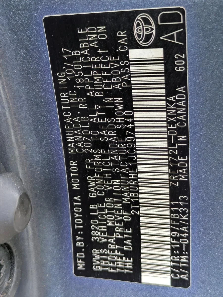 Used 2018 Slate Metallic Toyota LE image 16