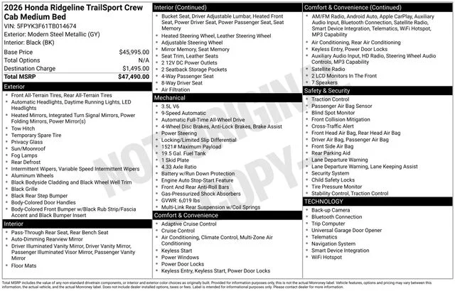 2026 Honda Ridgeline TrailSport - Photo 20