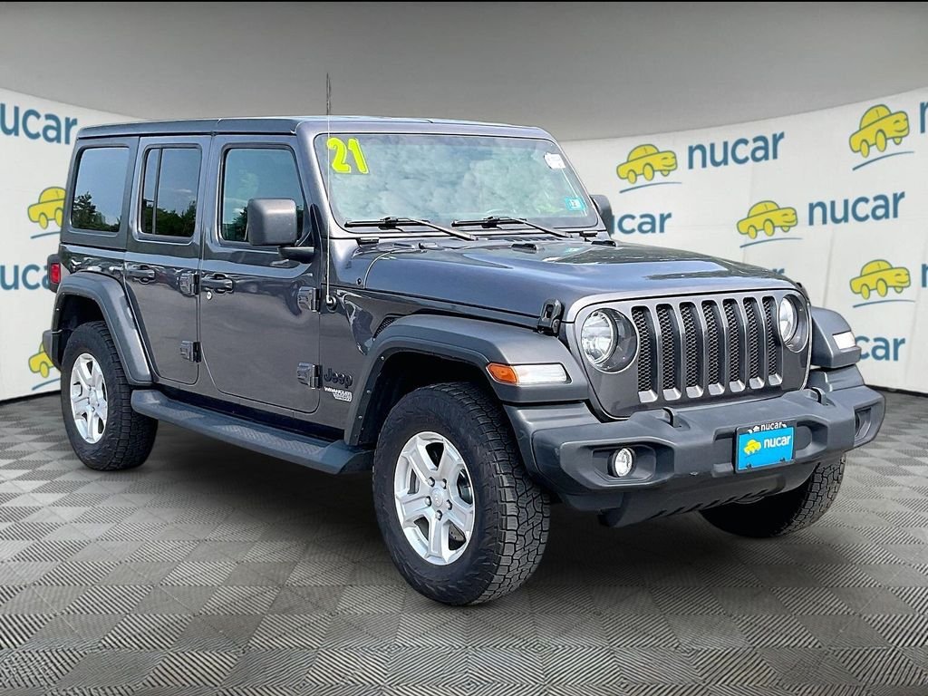 Used 2021 Granite Crystal Metallic Clearcoat Jeep Unlimited Sport S image 1