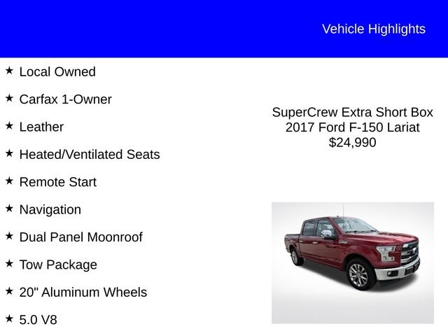Used 2017 Ruby Red Metallic Tinted Clearcoat Ford Lariat image 2