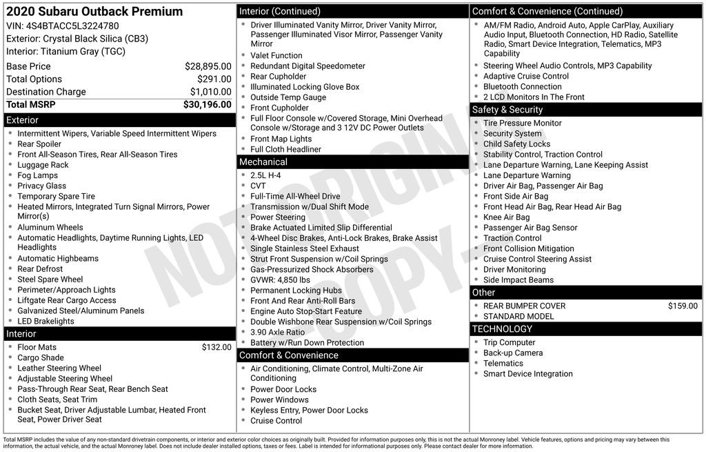 Used 2020 Black Subaru Premium image 17