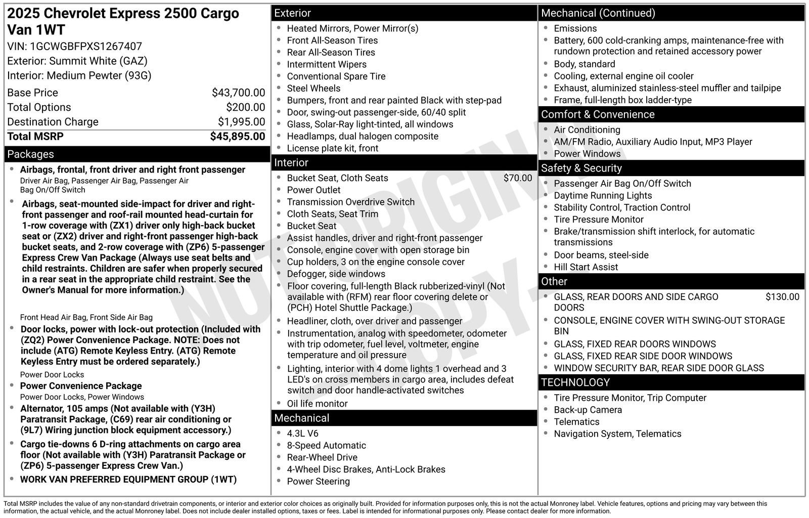 2025 Chevrolet Express Cargo Work Van - Photo 25