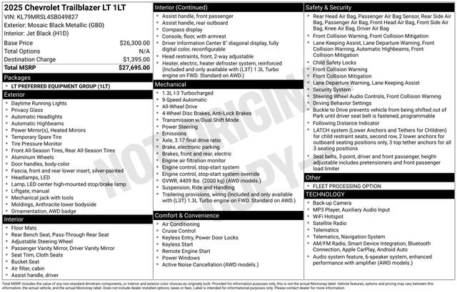 Used 2025 Black Metallic Chevrolet LT image 2