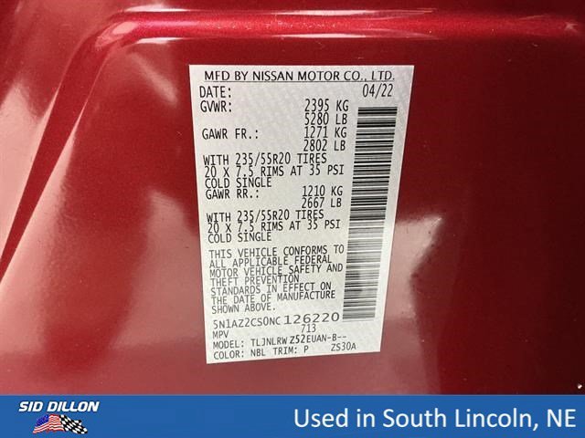 Used 2022 Scarlet Ember Tintcoat Nissan SL image 15