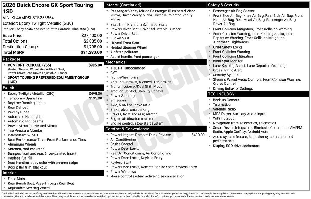 New 2026 Ebony Twilight Metallic Buick Sport Touring image 25