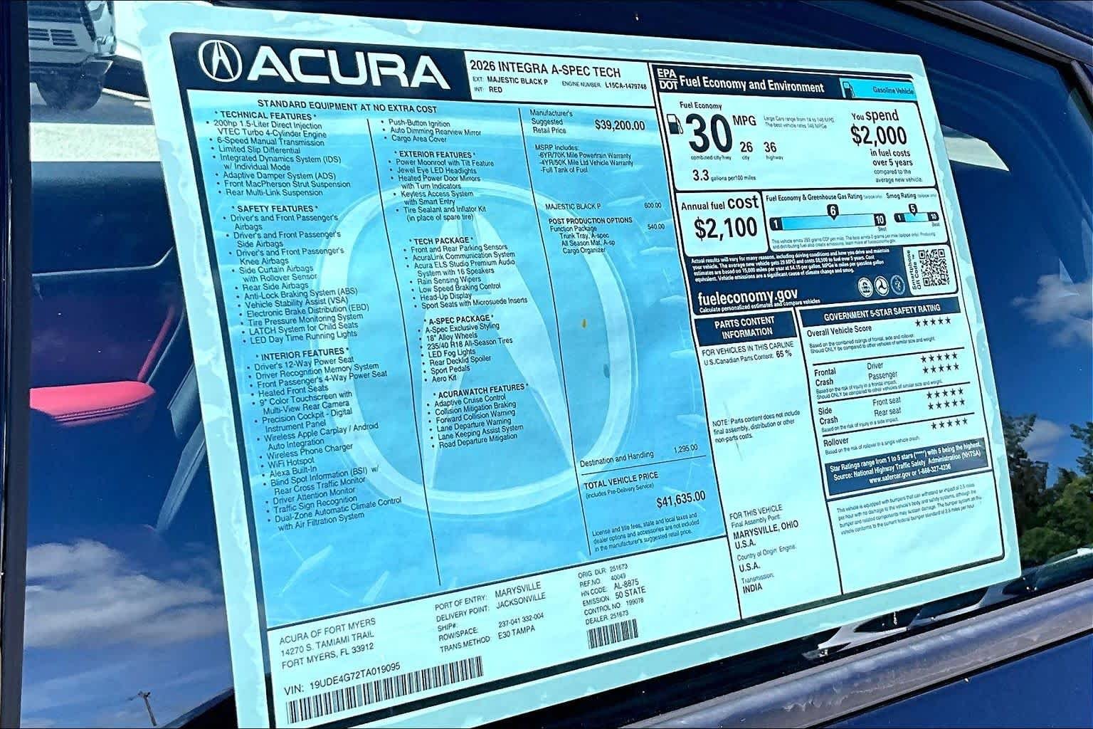 New 2026 Majestic Black Pearl Acura w/A-Spec Technology Package image 22
