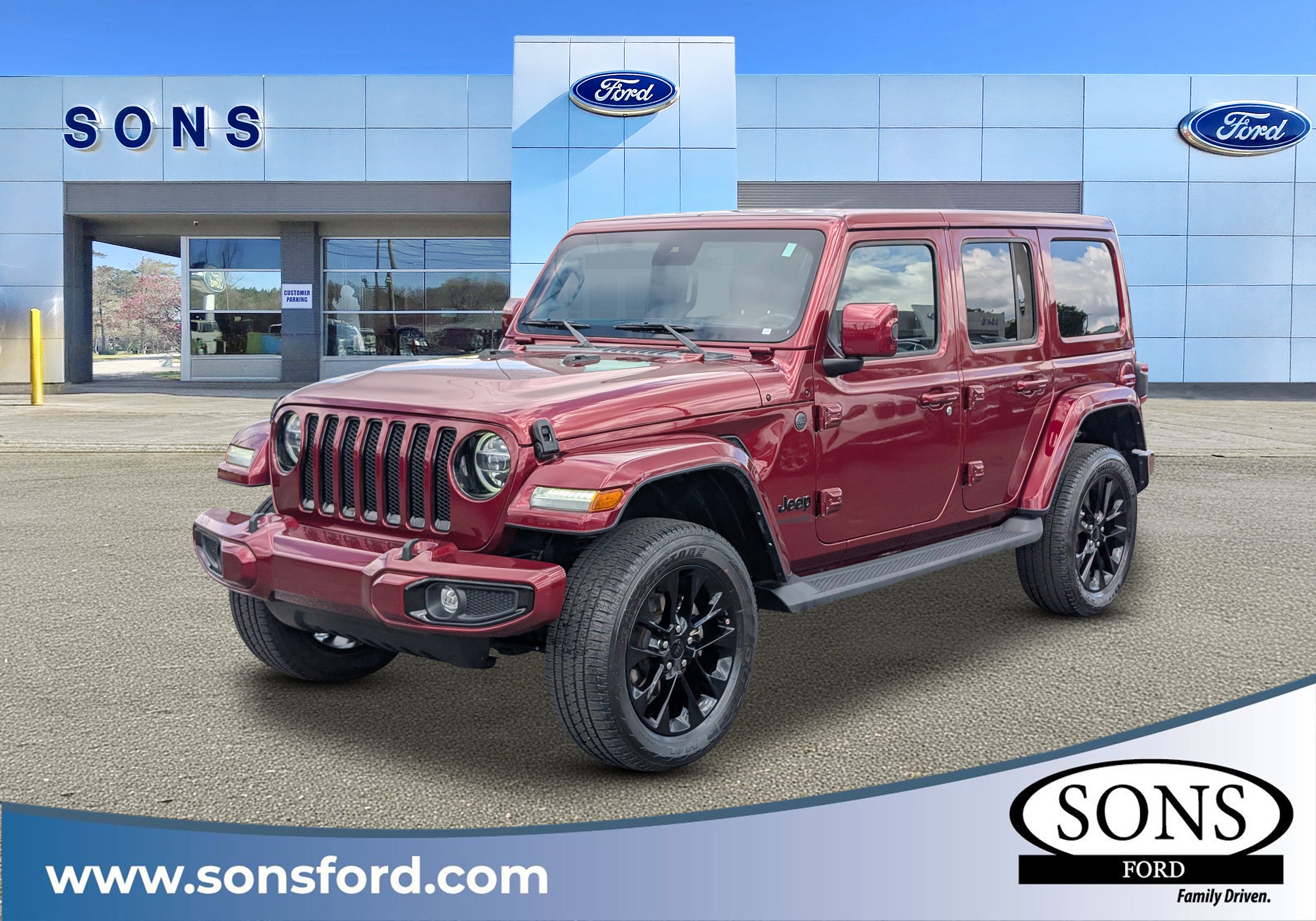 Certified Used 2021 Snazzberry Pearlcoat Jeep Unlimited Sahara High Altitude image 1