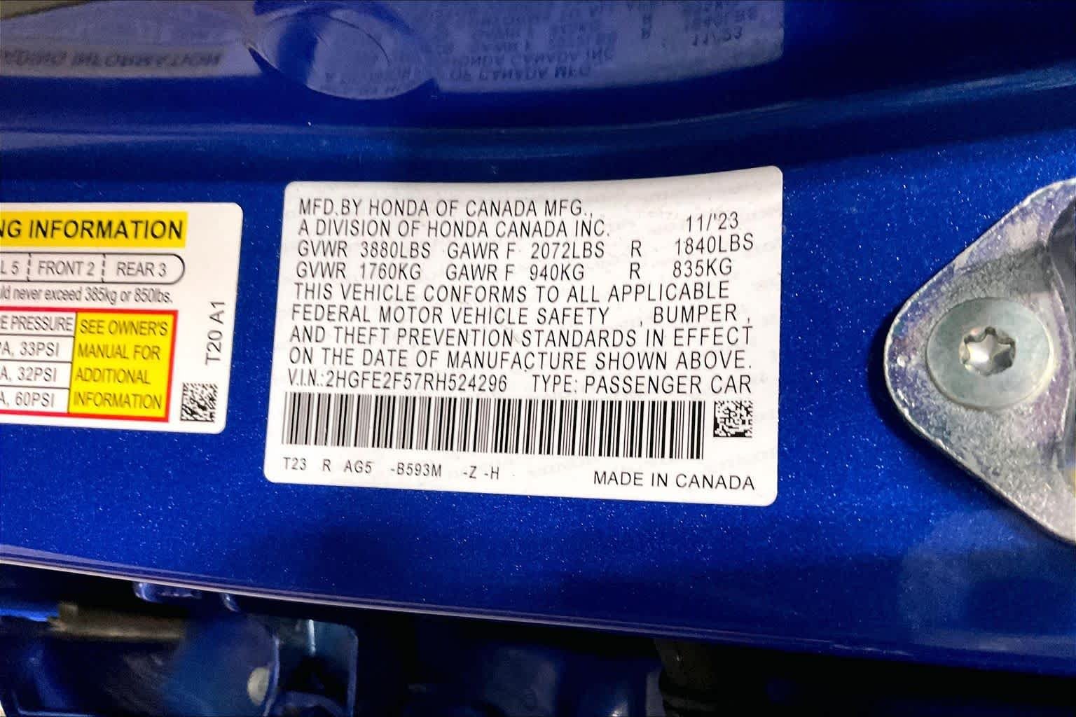 Used 2024 Aegean Blue Metallic Honda Sport image 35