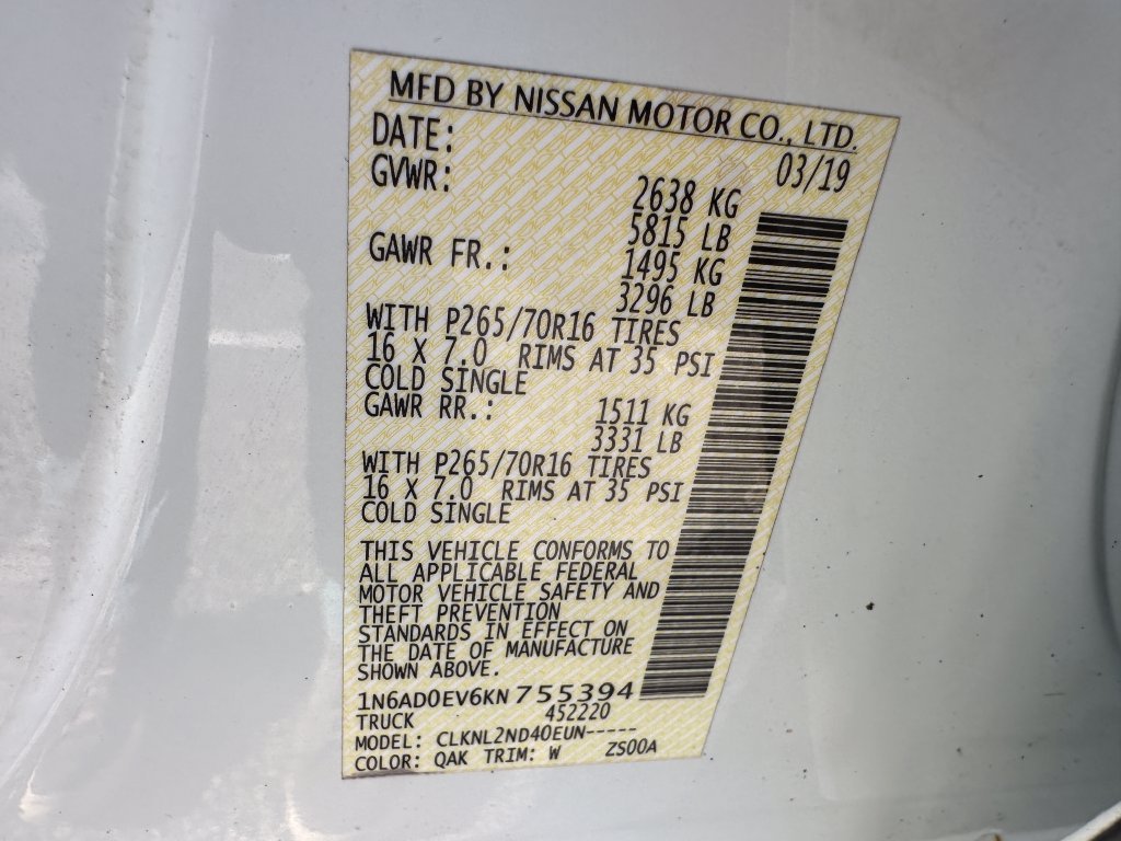 Used 2019 White Nissan SV image 14