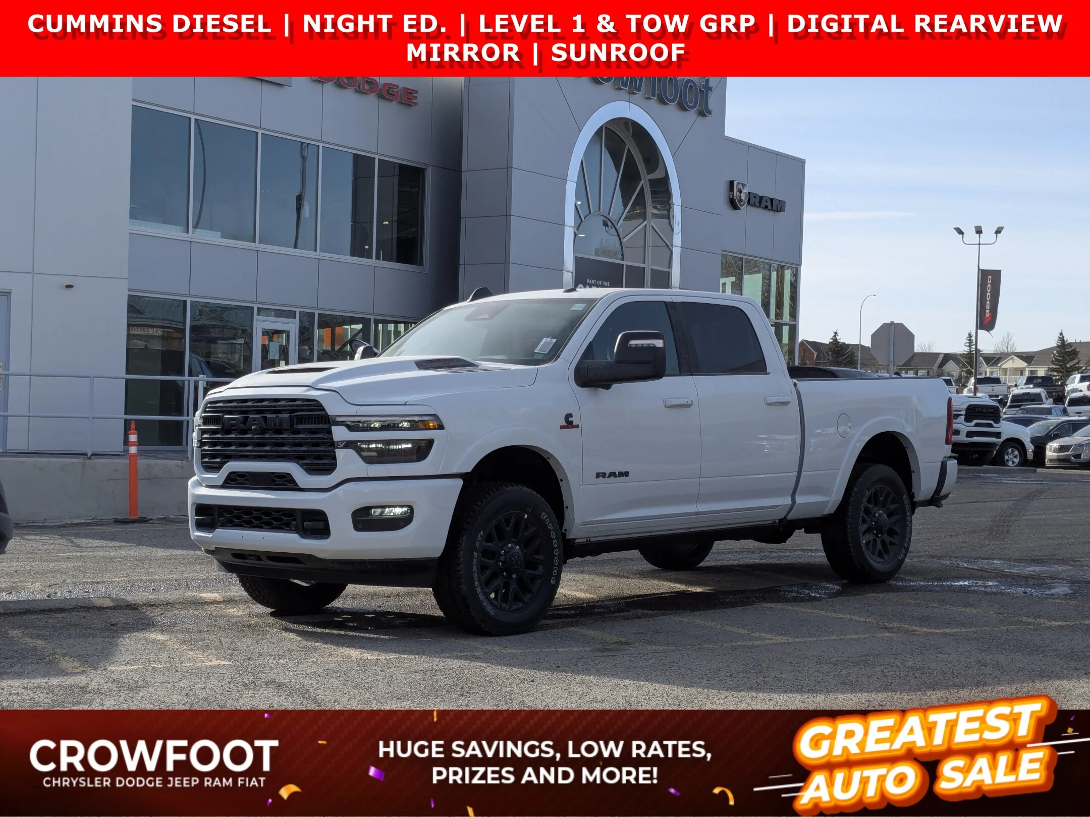 New 2026 White RAM Limited - - Night Edition - Level 1 Grp - 5th Wheel/Gooseneck Prep - Digital Rearview Mirror & More! image 1