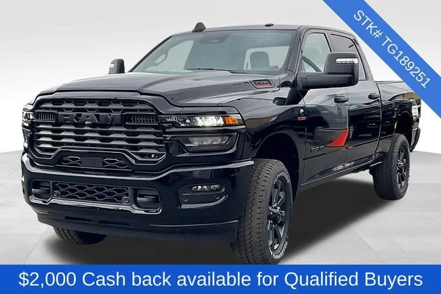 New 2026 Diamond Black Crystal Pearl-Coat Exterior Paint RAM Big Horn image 2