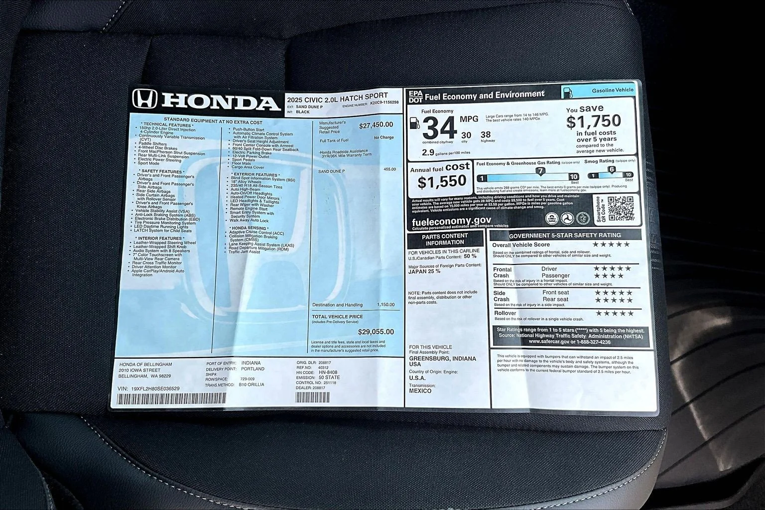 2025 Honda Civic Hatchback Sport - Photo 14