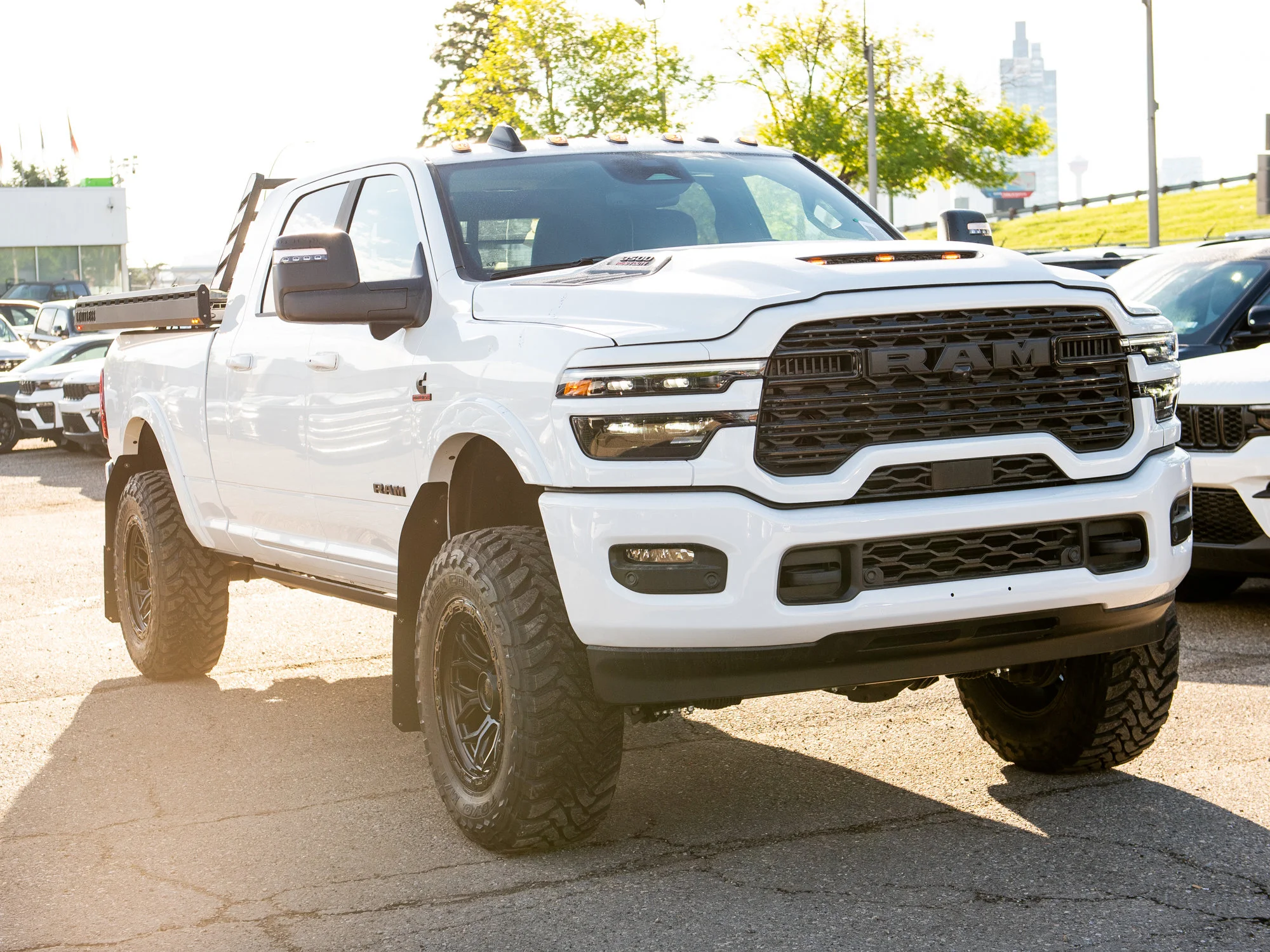 Used 2026 White RAM Limited* Mega Cab, 37 Inch Tires, 5 Inch Lift, Limitless Sled Deck image 12