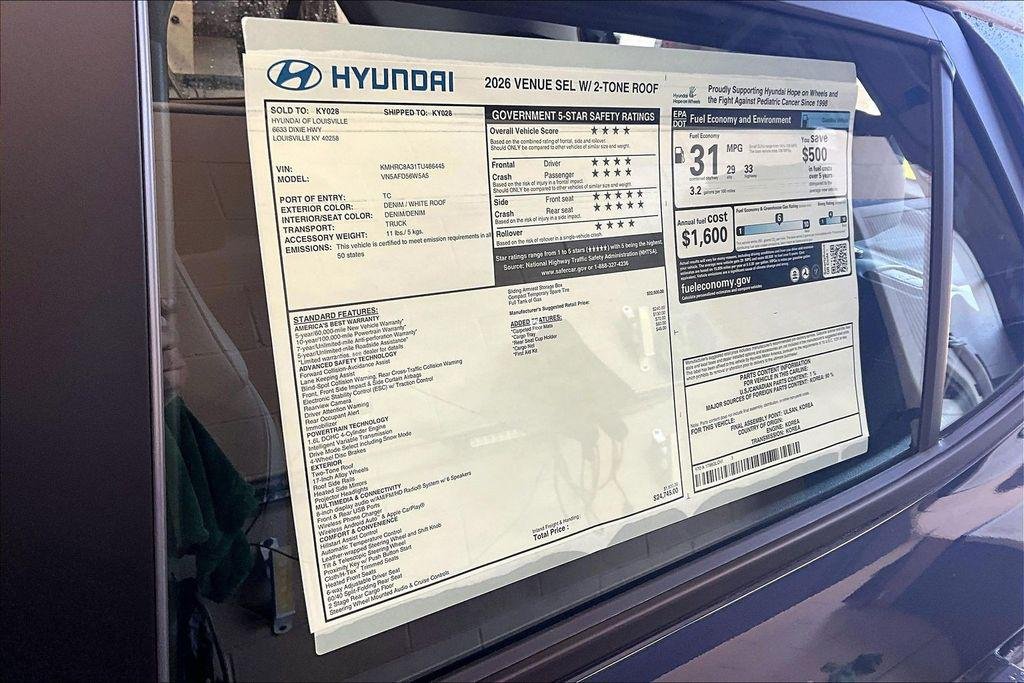 New 2026 Denim w/White Roof Hyundai SEL image 15
