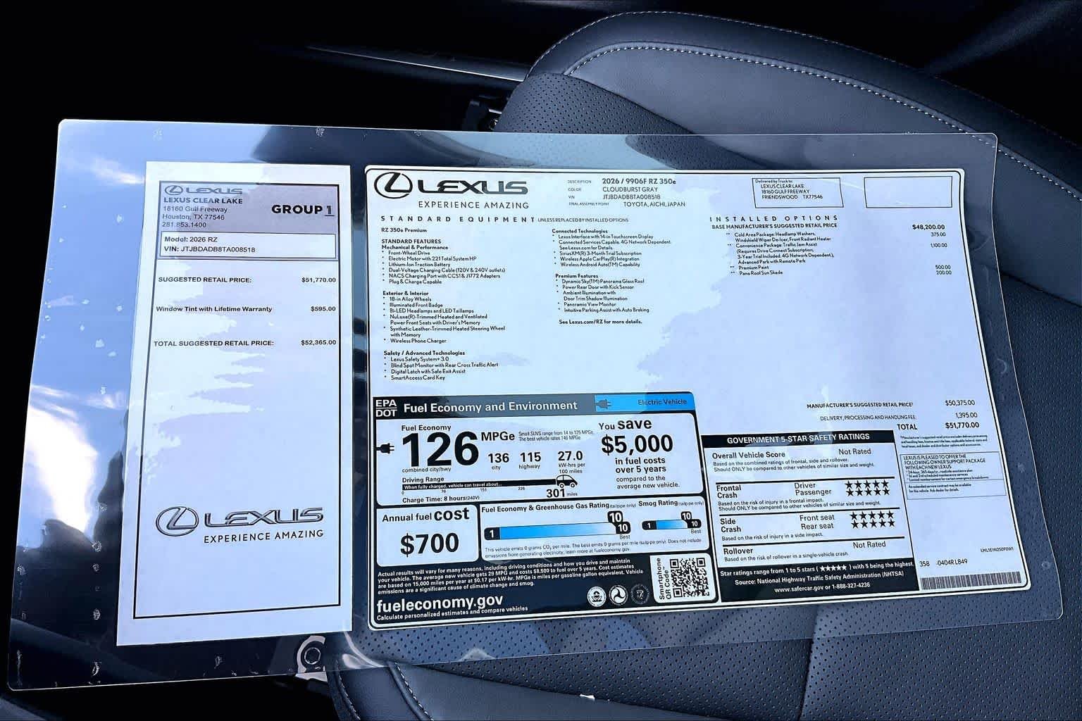 Used 2026 Cloudburst Gray Lexus Premium image 21