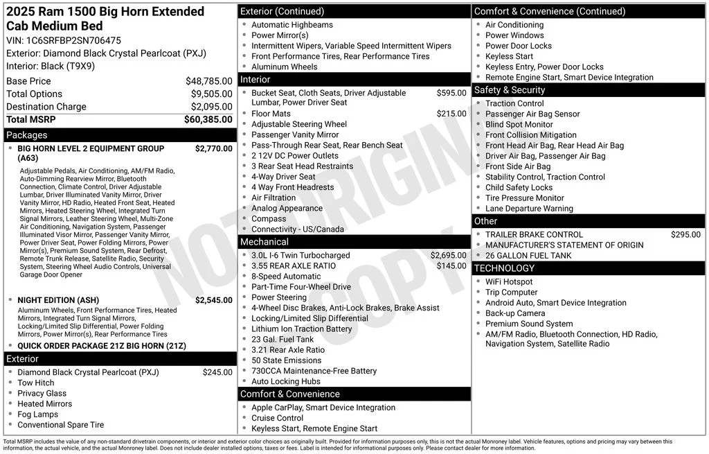 Certified Used 2025 Diamond Black Ram Big Horn/Lone Star image 33