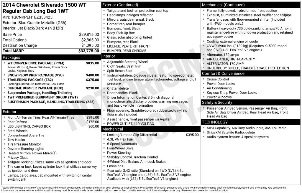 Used 2014 BLUE GRANITE METALLIC Chevrolet Work Truck image 2
