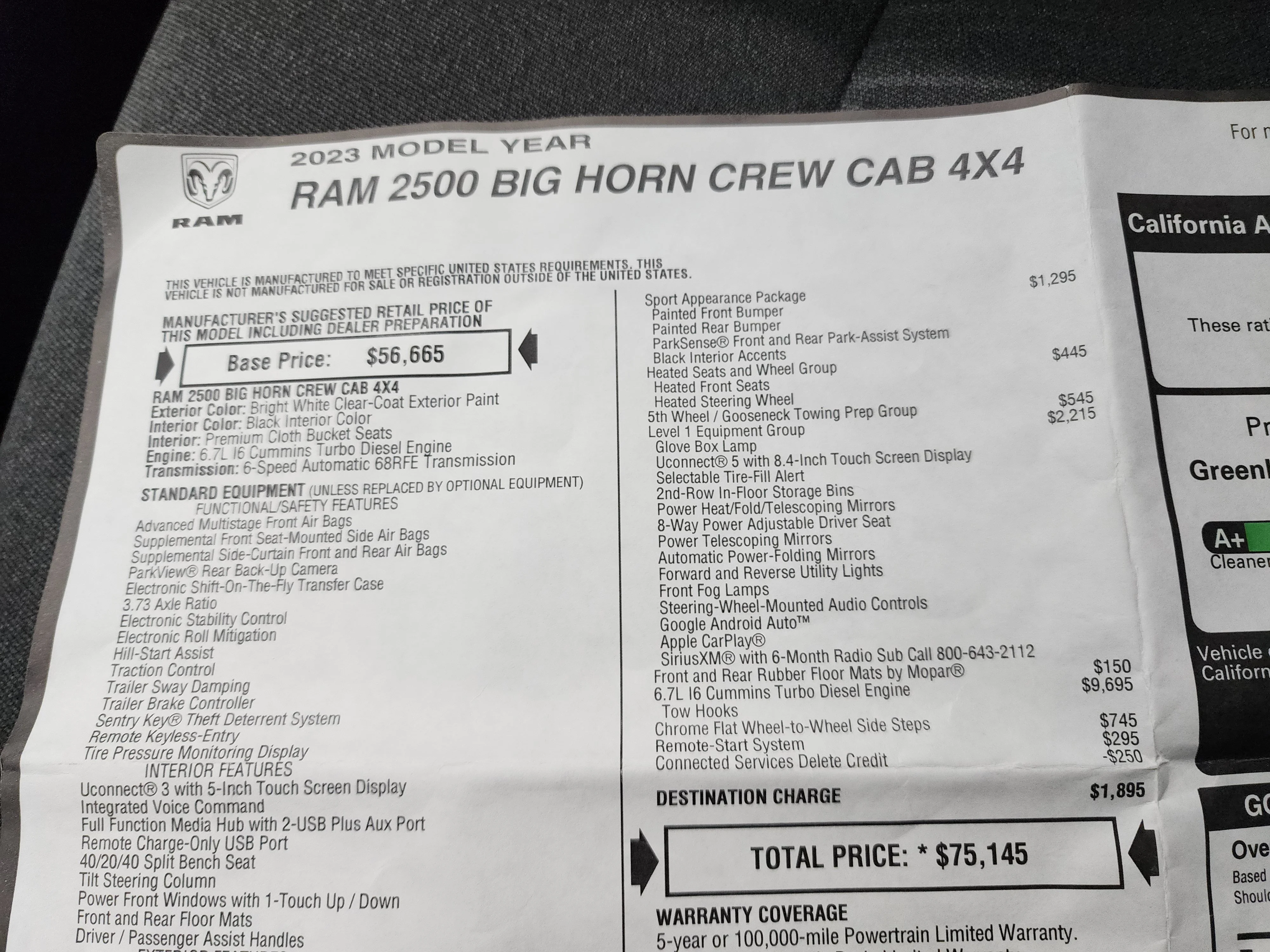 Used 2023 Bright White Clearcoat Ram Big Horn image 44