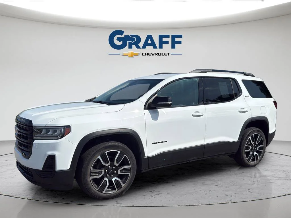 Used 2021 GMC Acadia SLE with VIN 1GKKNKLA4MZ174766 for sale in Burns Harbor, IN