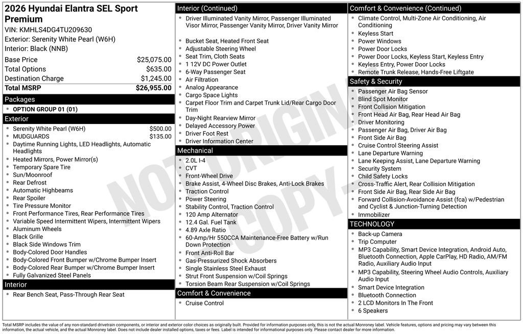 New 2026 White Hyundai SEL Sport image 5
