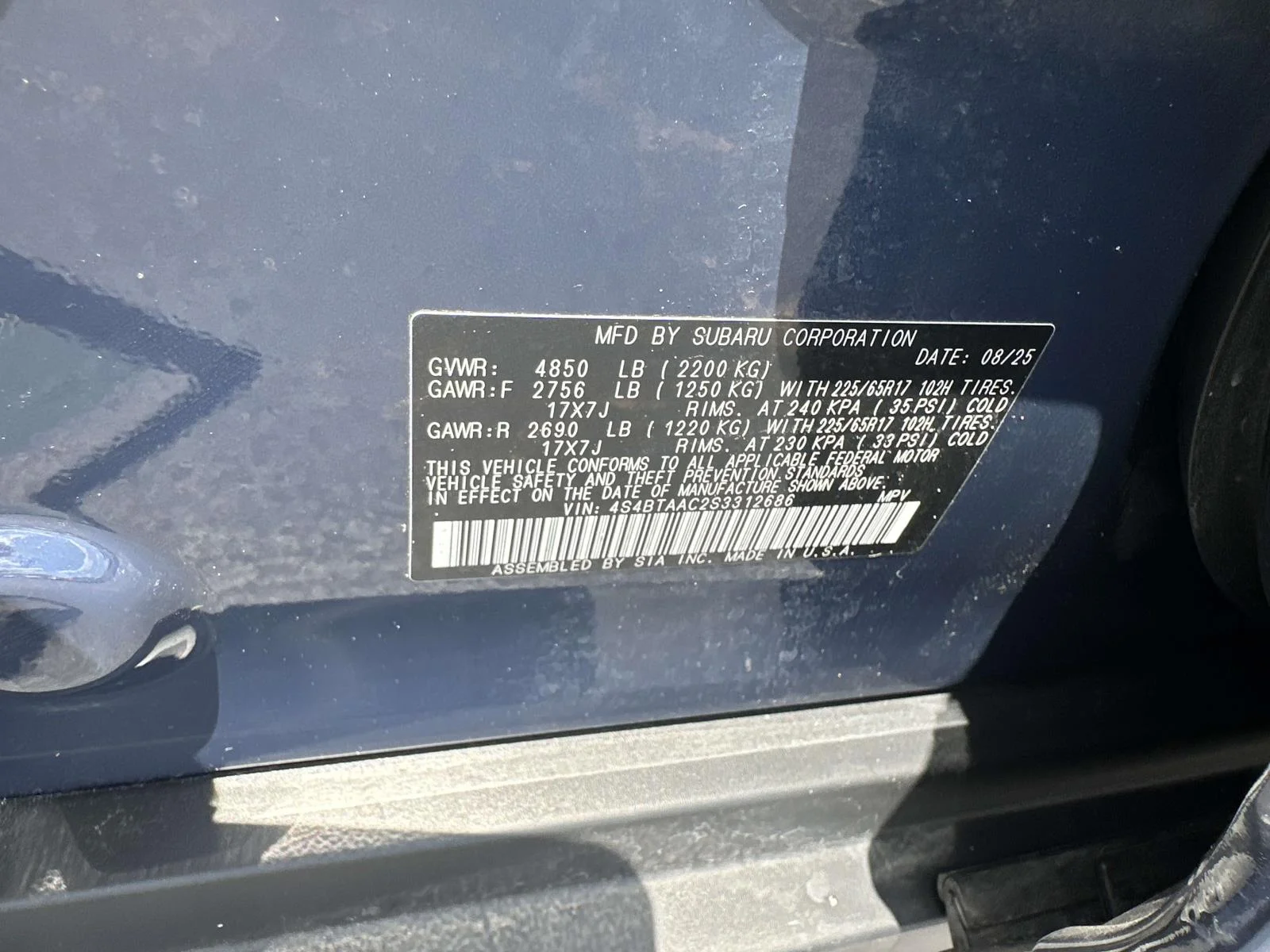 Certified Used 2025 Cosmic Blue Pearl Subaru BASE image 18