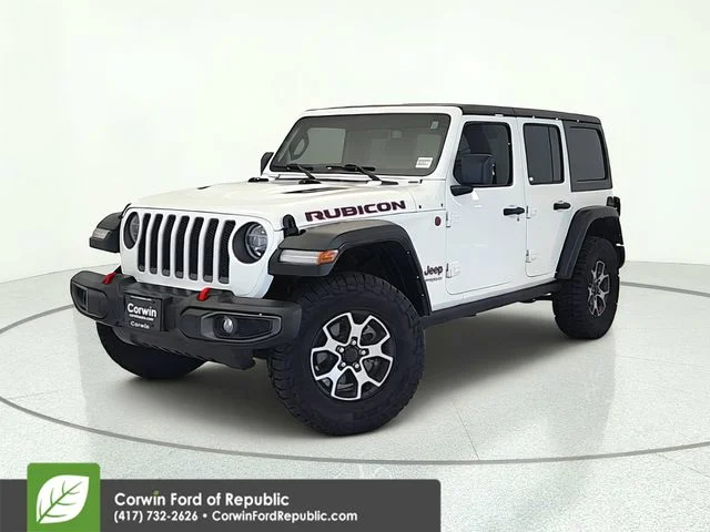Used 2021 Bright White Clearcoat Jeep Unlimited Rubicon image 1