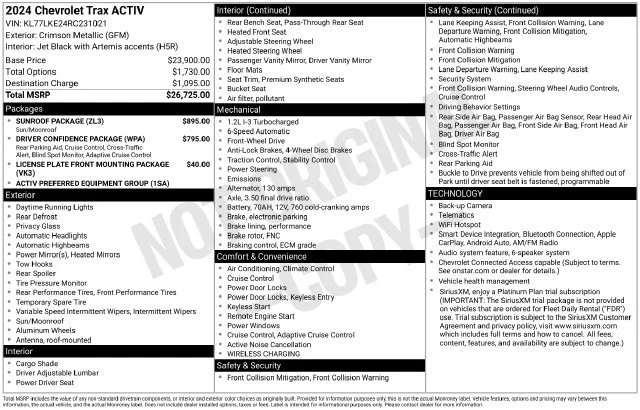 Used 2024 Crimson Metallic Chevrolet ACTIV image 43