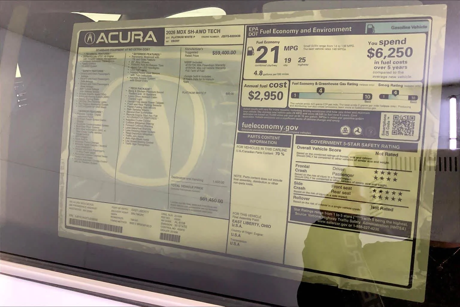 New 2026 Platinum White Pearl Acura With Technology Package image 19
