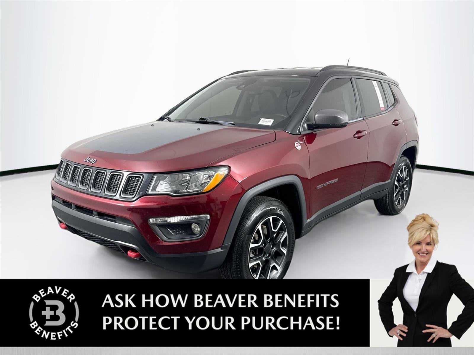 Used 2021 Velvet Red Pearlcoat Jeep Trailhawk image 1