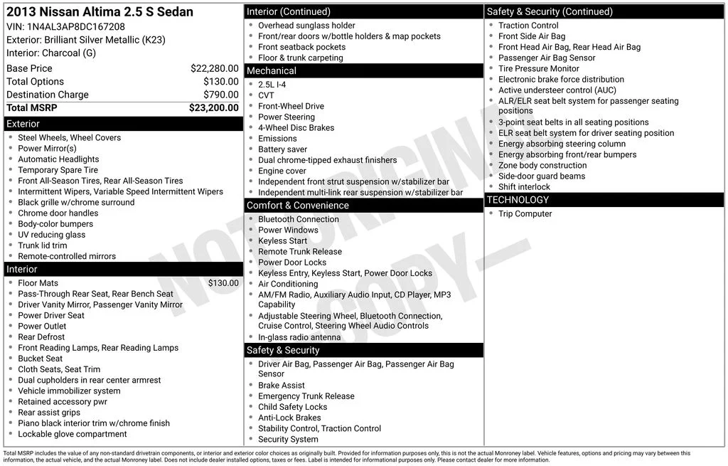 2013 Nissan Altima Sedan S
