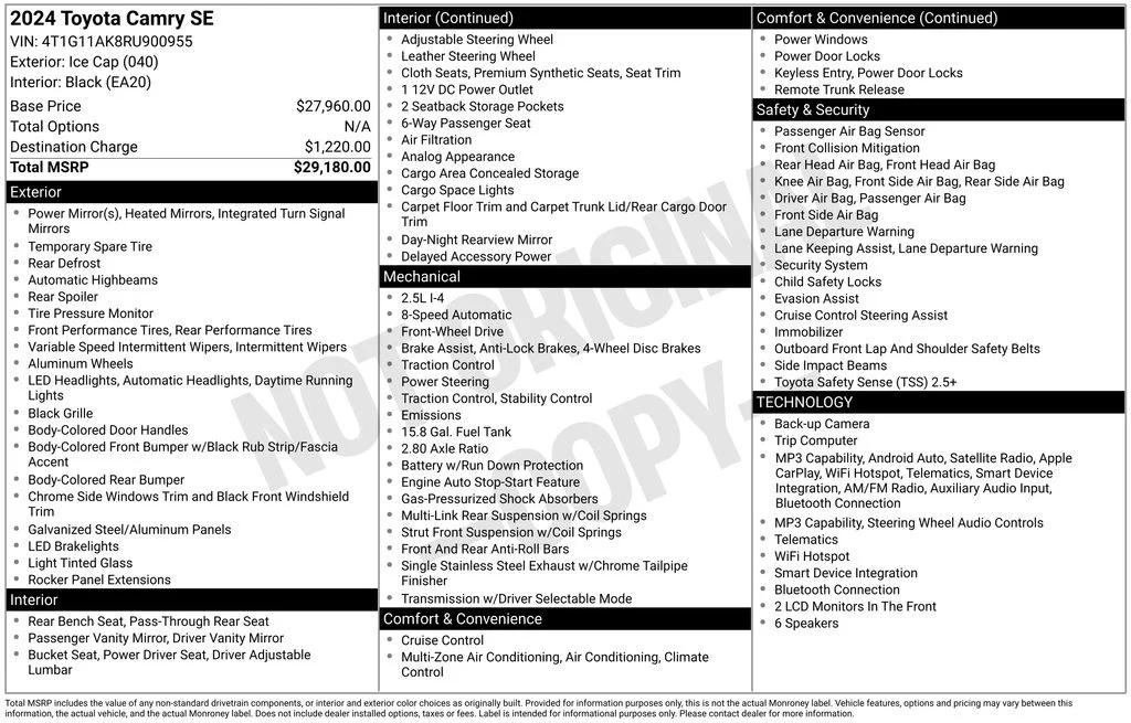 Used 2024 White Toyota SE image 8
