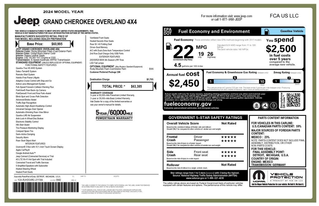 Certified Used 2024 Rocky Mountain Pearlcoat Jeep Overland image 4