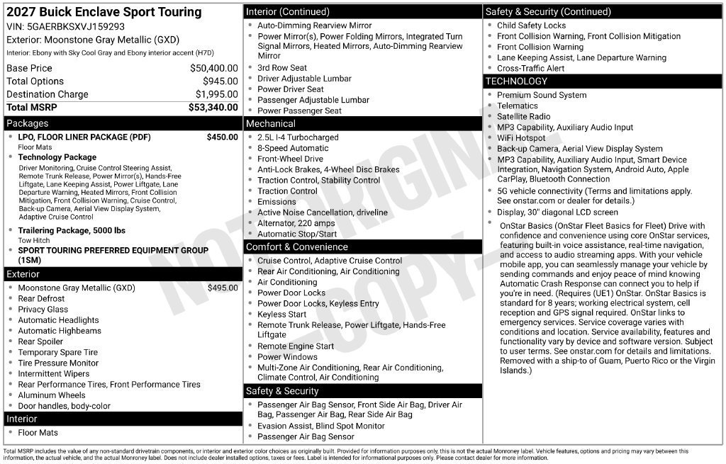 New 2027 Moonstone Gray Metallic Buick Sport Touring image 27