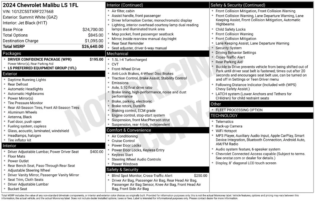 Used 2024 White Chevrolet LS image 6
