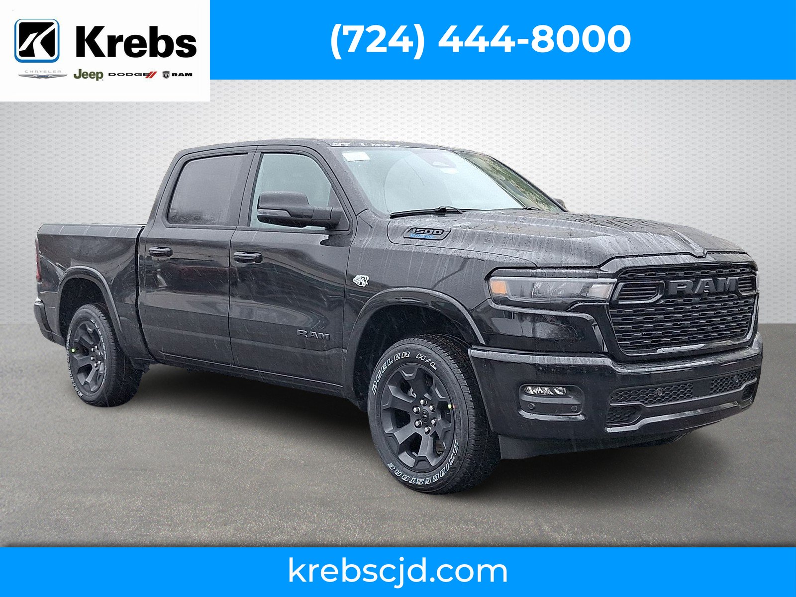 New 2026 Diamond Black Crystal Pearl-Coat Exterior Paint RAM Big Horn Crew Cab 4x4 5