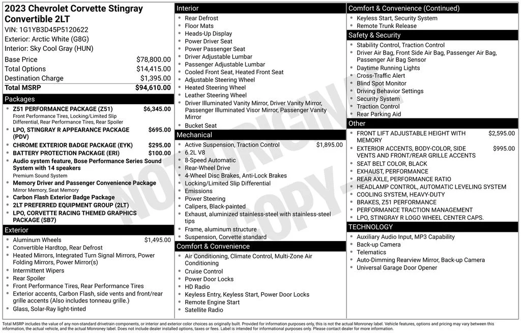 Used 2023 White Chevrolet Stingray image 4