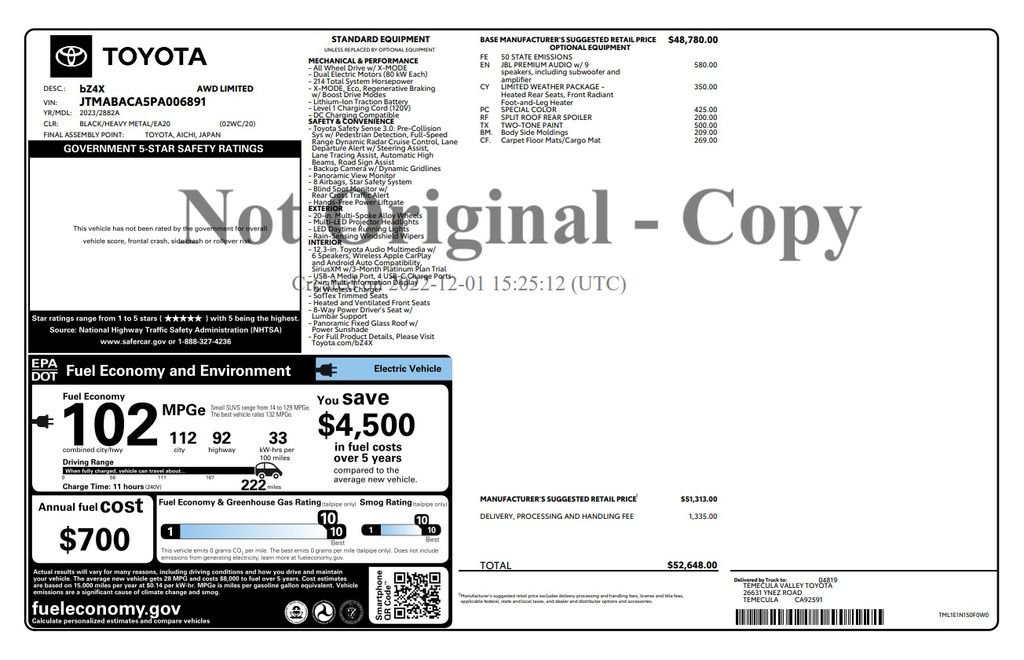 Used 2023 Toyota bZ4X Limited with VIN JTMABACA5PA006891 for sale in Phoenix, AZ