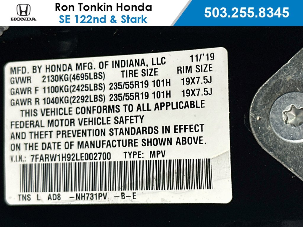 Used 2020 Crystal Black Pearl Honda Touring image 35
