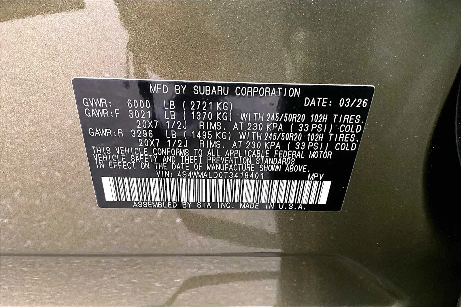 New 2026 Autumn Green Metallic Subaru Onyx Edition Touring image 19