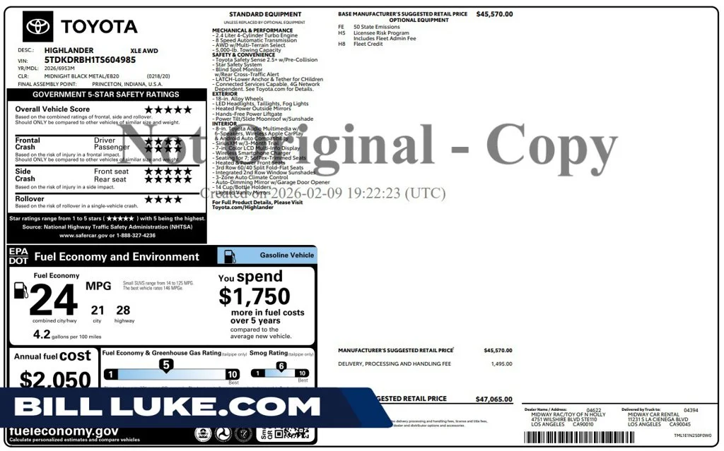 2026 Toyota Highlander XLE