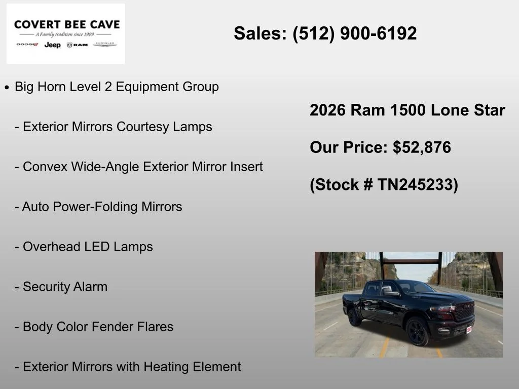New 2026 Diamond Black Crystal Pearl-Coat Exterior Paint RAM Big Horn/Lone Star image 24