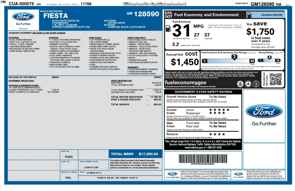 Used 2016 White Ford SE image 3