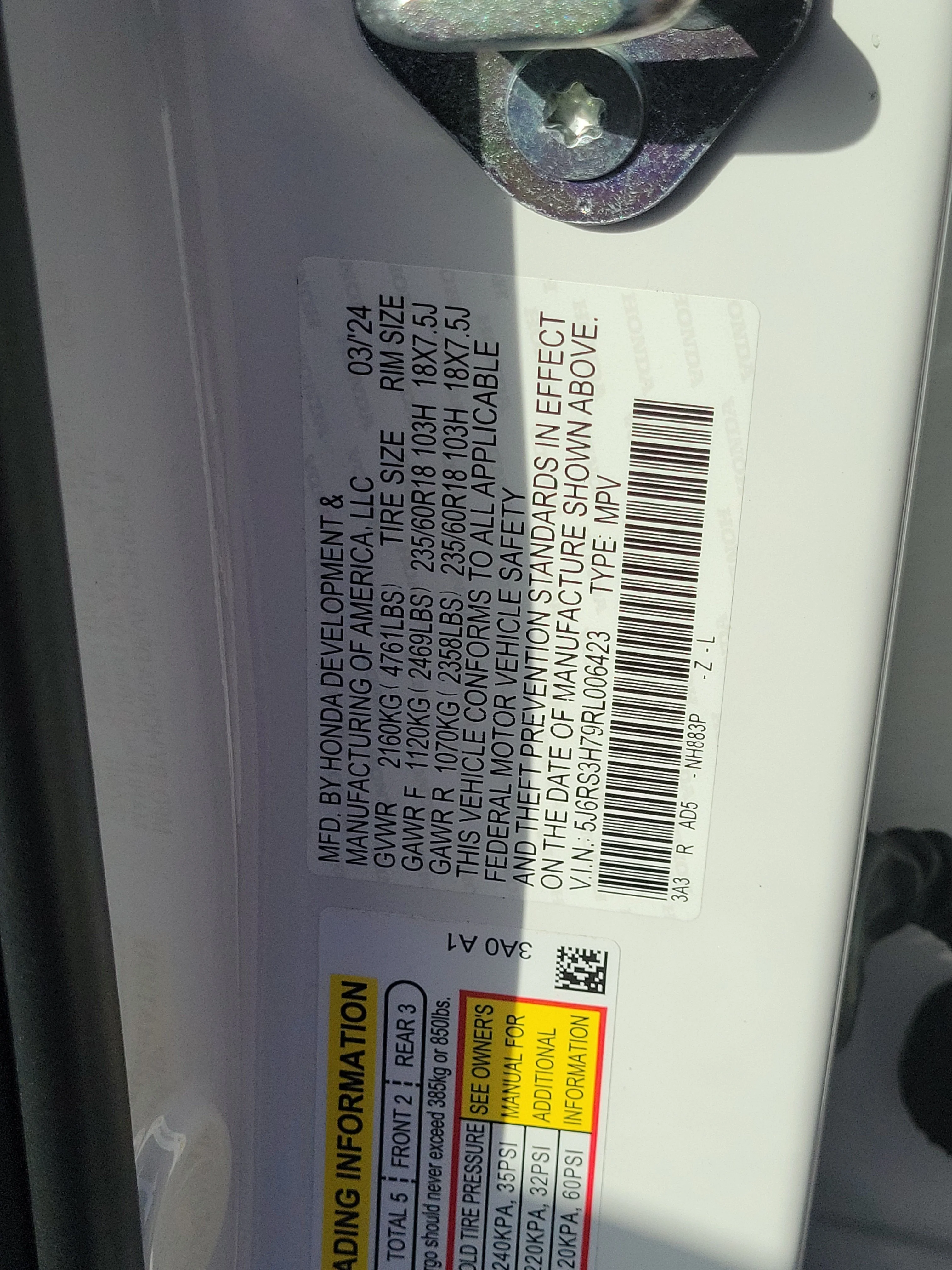 Certified Used 2024 Platinum White Pearl Honda EX-L image 34