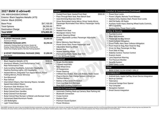 New 2027 Black Sapphire Metallic BMW eDrive40 image 2